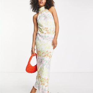 ASOS DESIGN halter neck bias midi dress in floral print